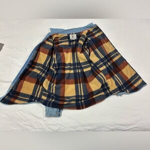 American Blue Vintage Light Wash Denim Plaid Fleece Lined Shacket
